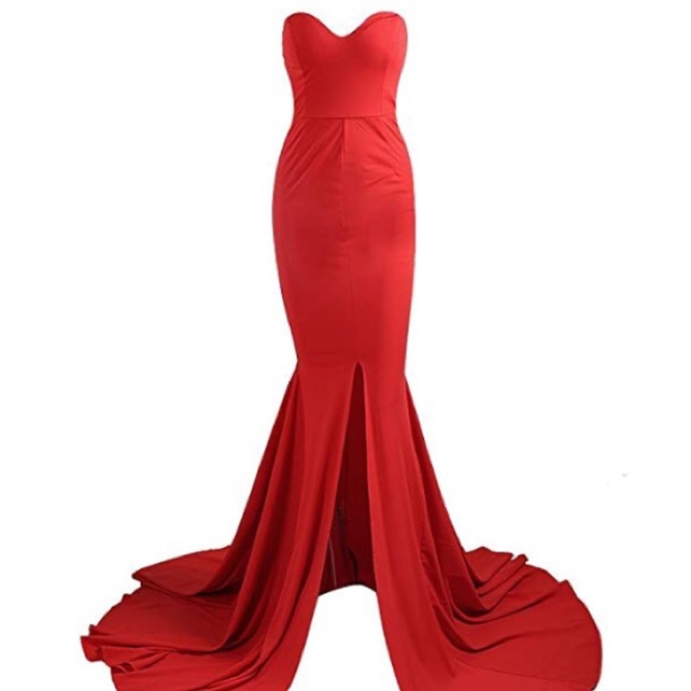 Red evening prom dress